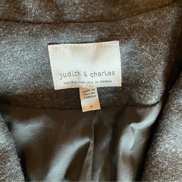 Judith & Charles Virgin Wool Blend Blazer Charcoal Gray Lined Jacket Size 6 - Picture 6 of 7